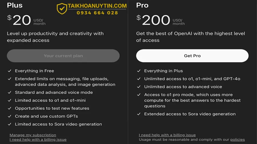 So sánh ChatGPT Free – ChatGPT Go – ChatGPT Plus