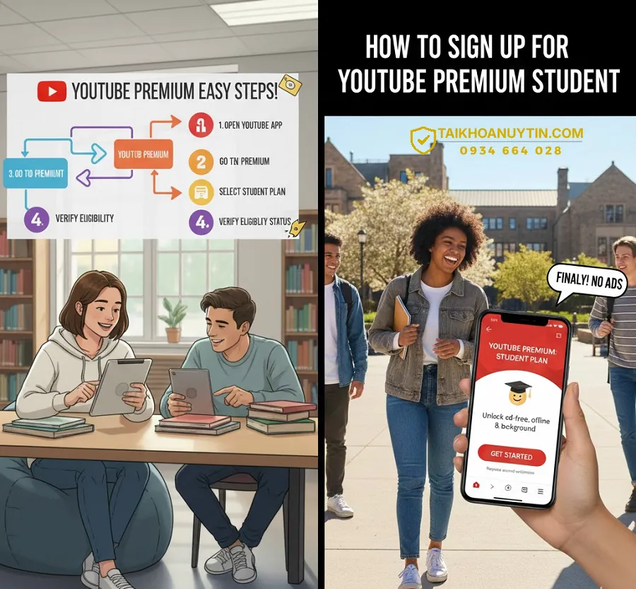 Hướng dẫn cách đăng ký YouTube Premium sinh viên từng bước