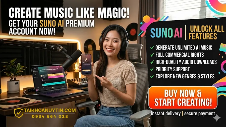 Lợi ích khi mua tài khoản Suno AI tại hệ thống uy tín