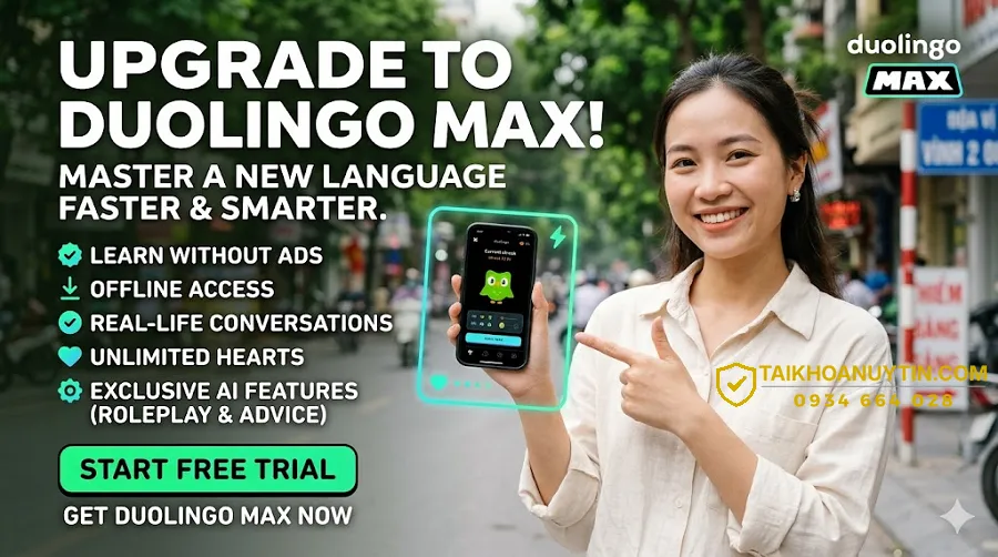Mua tài khoản Duolingo Max giá rẻ, uy tín 2026
