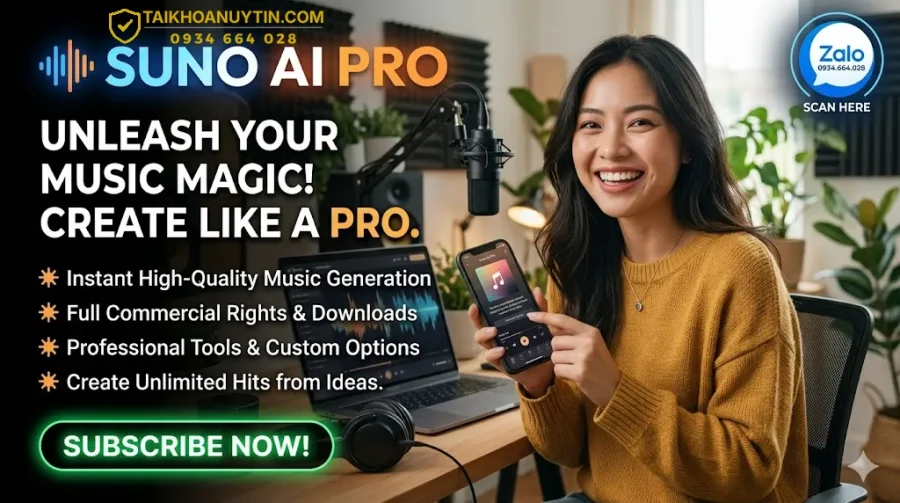 Suno AI Pro là gì? Mua tài khoản Suno AI Pro giá rẻ uy tín