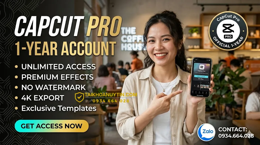 Tài khoản CapCut Pro 1 năm giá rẻ