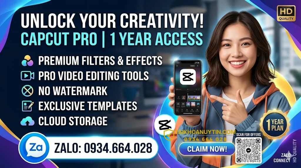 mua Tài khoản CapCut Pro 1 năm giá rẻ