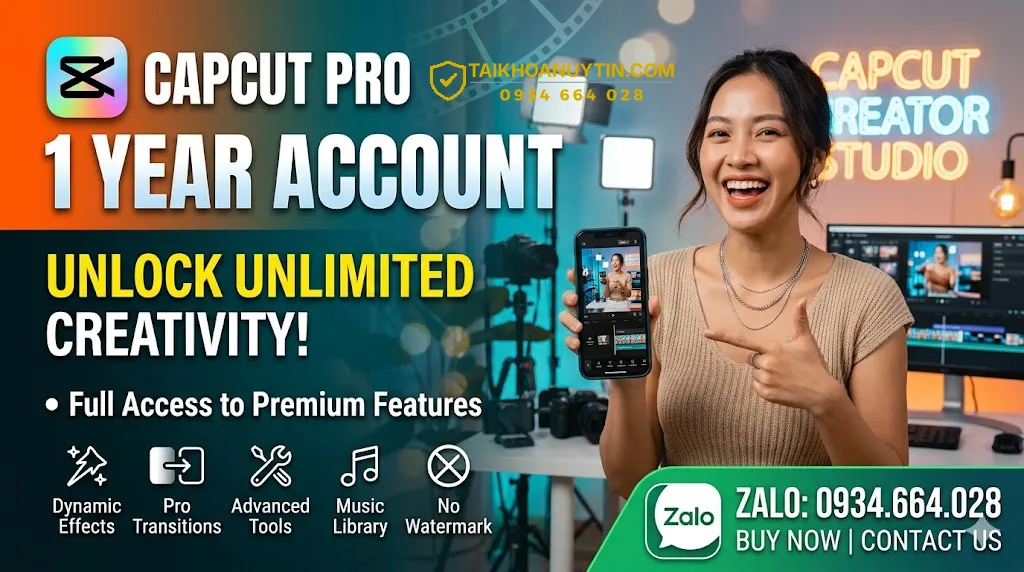 mua Tài khoản CapCut Pro 1 năm