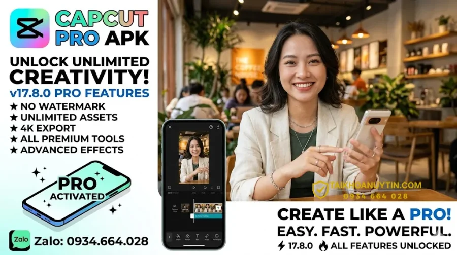 tài khoản capcut pro apk 17.8 0