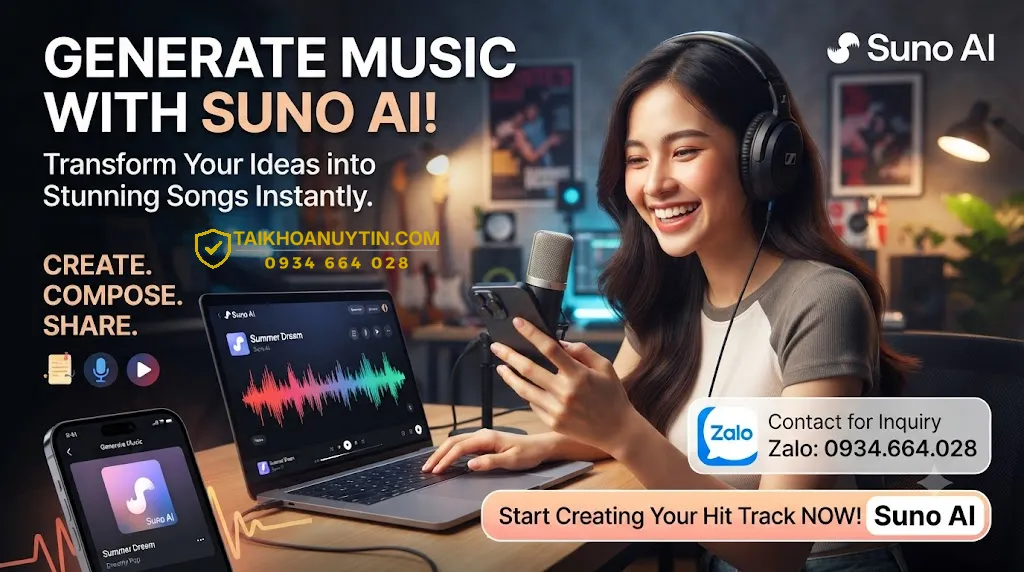 Mua tài khoản Suno AI tạo nhạc