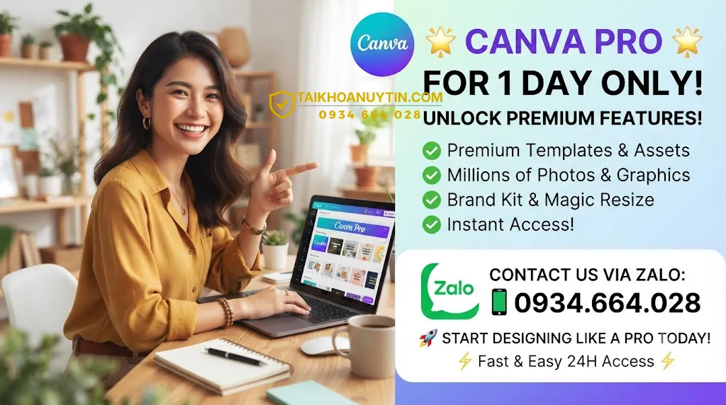 mua tài khoản canva pro 1 ngày giá rẻ