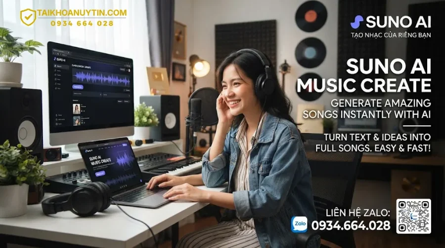 Suno AI tạo nhạc chuyên nghiệp | Mua tài khoản Suno giá rẻ