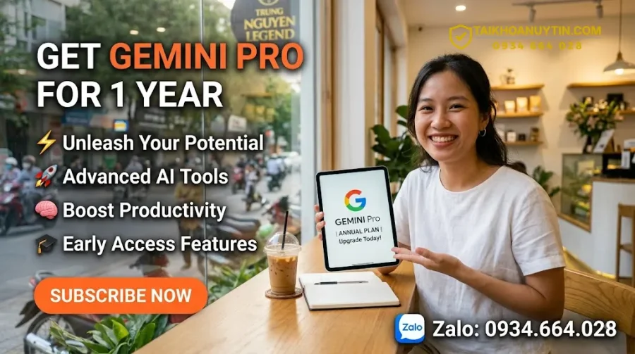 Mua Gemini Pro 1 năm giá chỉ 350K – Tài khoản Gemini Pro