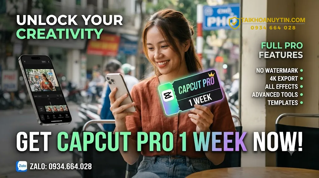 Mua capcut pro 1 tuần