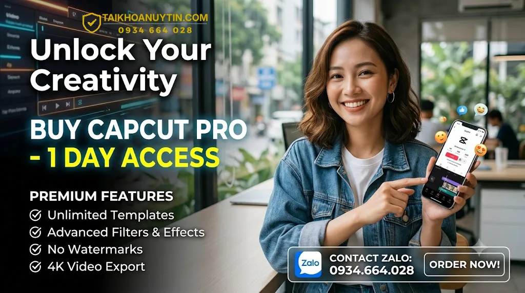 Mua tài khoản capcut pro 1 ngày